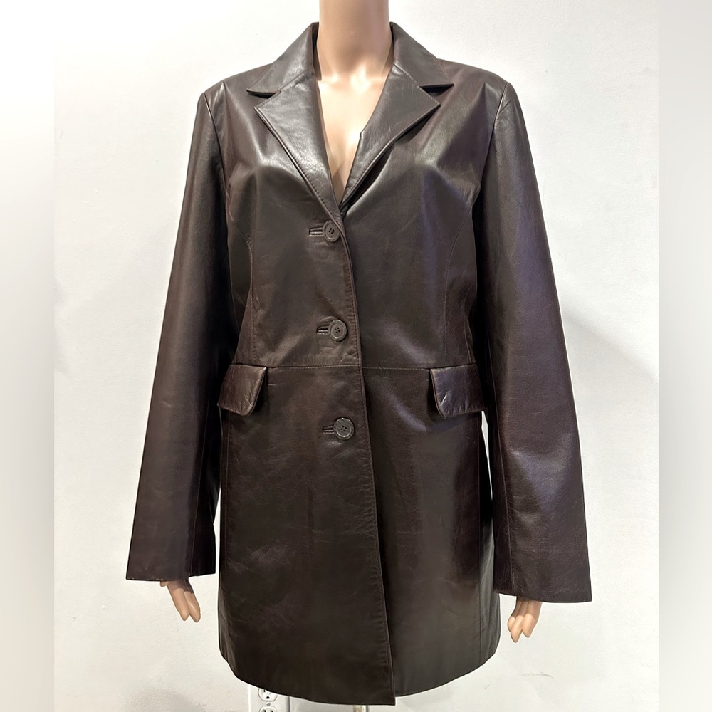 Reflections Images Of You Vintage Women's Long Brown Leather Jacket